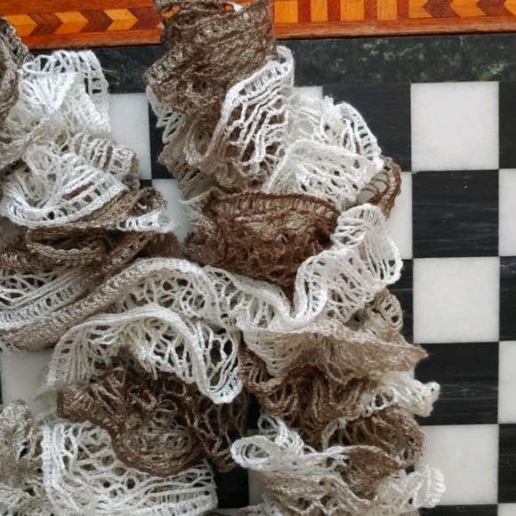 Handmade Frilly Knitted Scarf - Picture 2 of 10